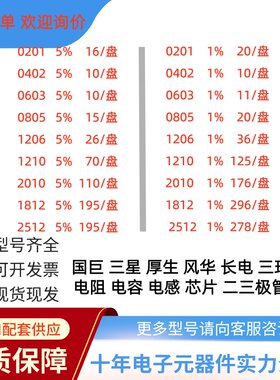 国巨风华三星贴片电阻电容1%