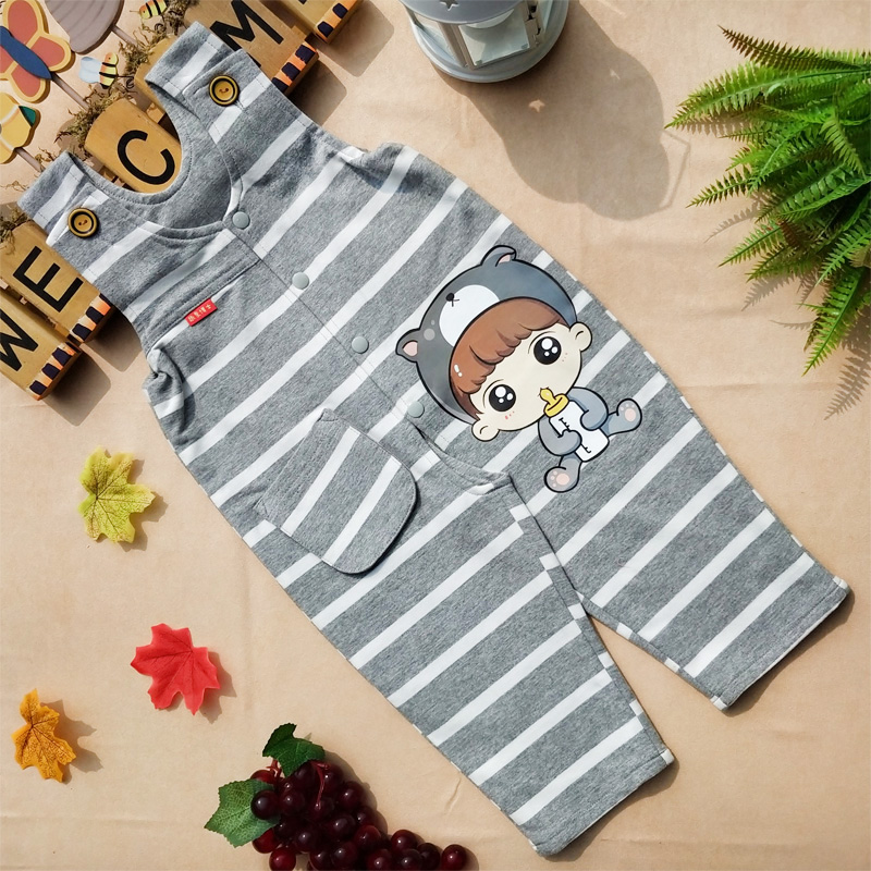 宝宝背带裤春秋双层纯棉婴幼儿长裤男女4个月-2岁小童开档连体裤