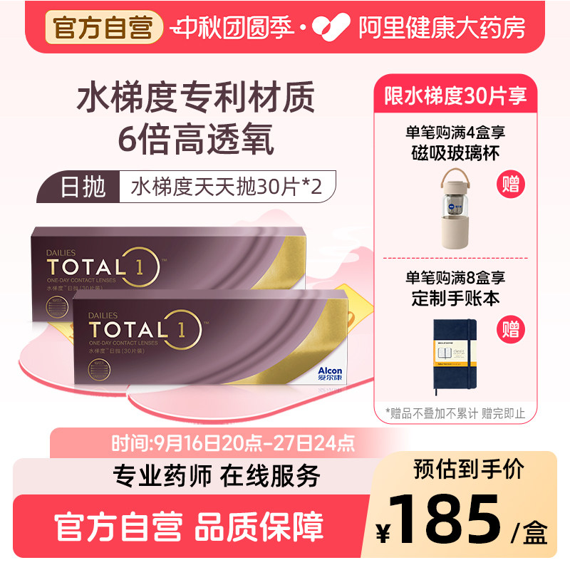 【阿里健康自营】爱尔康水梯度日抛30片装*2硅水凝胶近视隐形眼镜图片