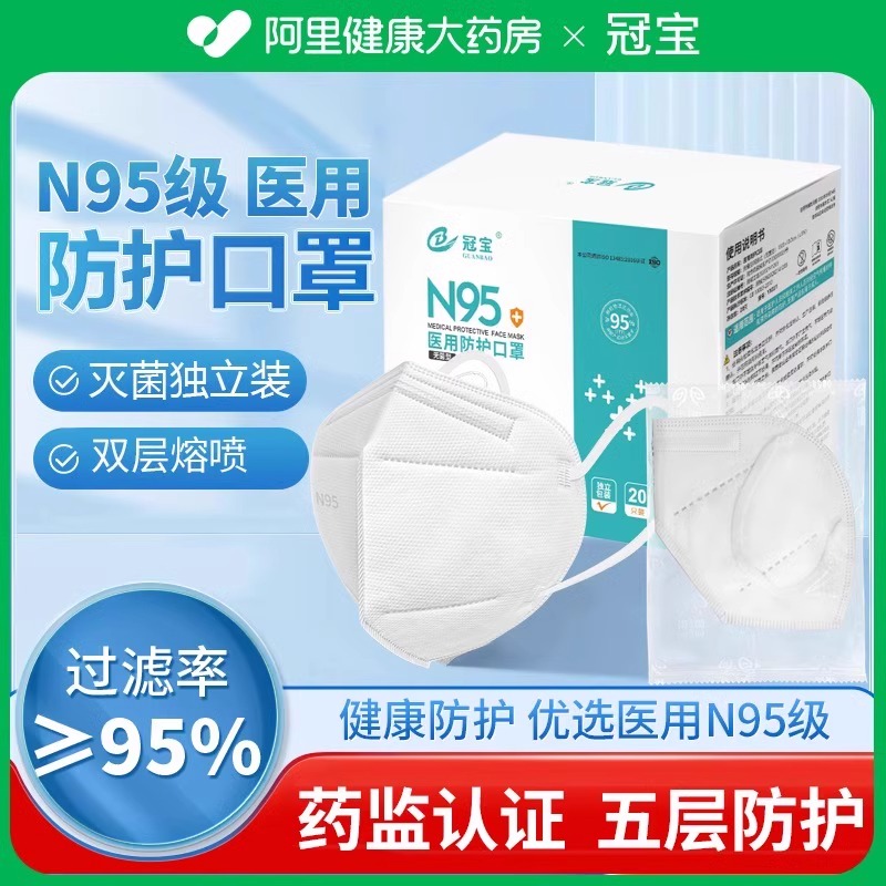 N95级医用防护口罩一次性医疗级别成人医护用防尘防工业粉尘