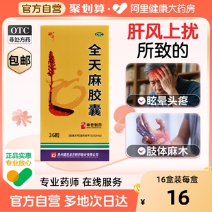 全天麻胶囊官方旗舰店天麻治疗手脚麻木头痛专用药正品 非天麻片