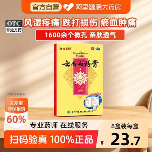 【自营】[云南白药]云南白药膏1贴*5袋/盒跌打损伤消肿止痛腰肌劳损风湿骨痛肩周炎