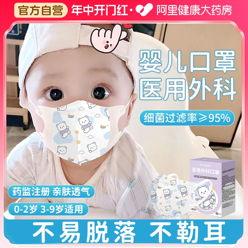 婴儿口罩0到6月医用外科3d立体儿童0—3到6岁2新生婴幼儿专用12月