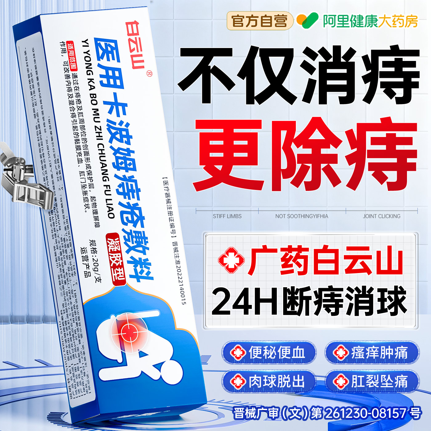 医用痔疮膏肉球女性消肛裂内外混合便血消痔凝胶软膏卡波姆药膏 - 实物图