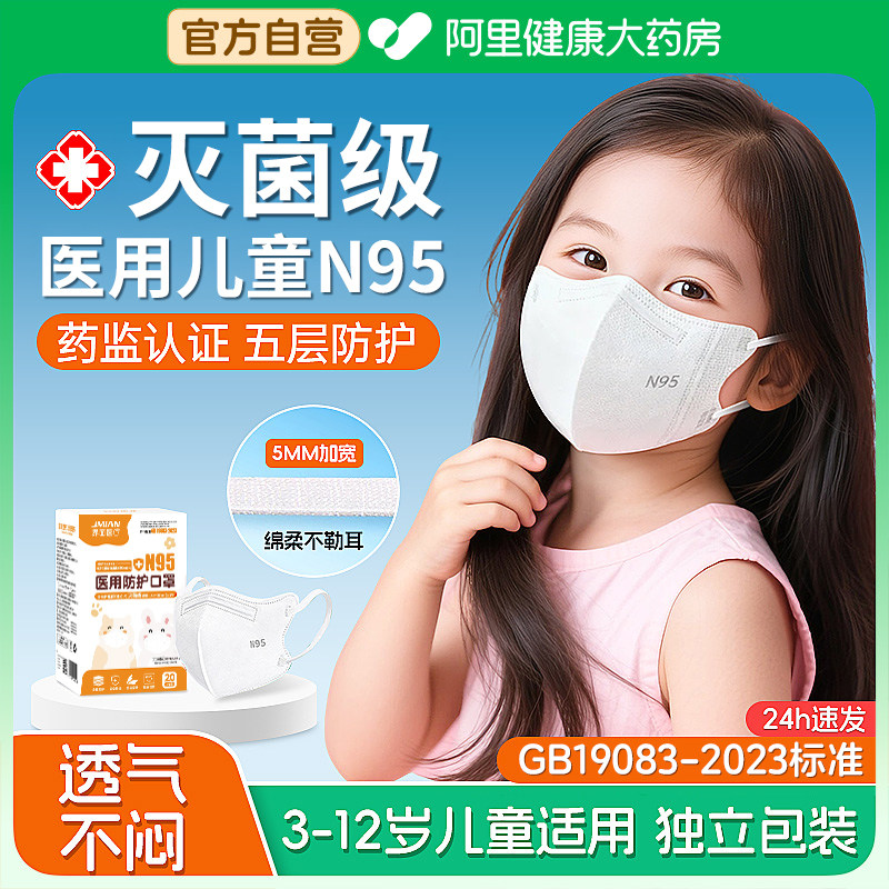 灭菌儿童N95级医用防护口罩独立图片