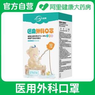 50片 剧集医用外科口罩平面耳挂式 灭菌级 3层 盒 14.5cmX9cm