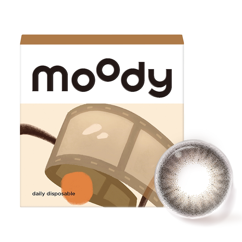 moody日抛30片美瞳胶片棕极昼黑大直径彩色隐形眼镜官方抛美瞳