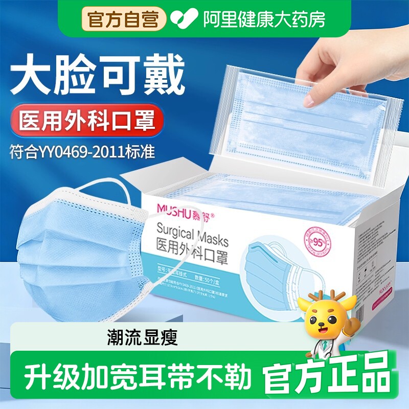 大脸口罩医用外科大号加宽不勒耳图片