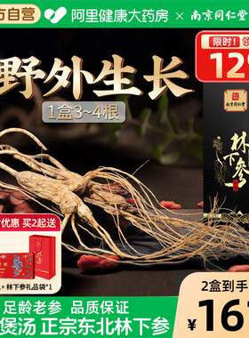 南京同仁堂人参20+下正宗东北野山参泡酒煲汤专用礼盒林下热销