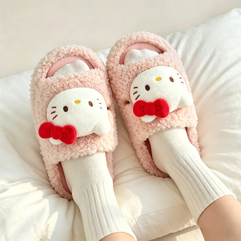 三丽鸥正版HelloKitty毛毛半拖2026秋冬新款少女心居家保暖棉拖鞋