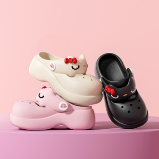 5cm增高玛丽珍拖鞋卡通可爱可外穿防滑沙滩拖鞋夏季厚底包头拖鞋