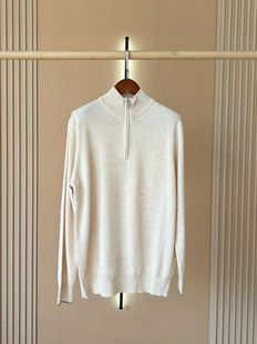 羊绒毛衣男 纯色休闲宽松长袖 bc家外贸男装 半高拉链套头针织衫