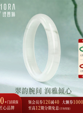 【新品】诗普琳 天然天山翠手镯 冰透飘花平安镯玉镯 送妈妈老婆