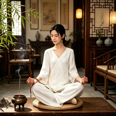 中国风打坐禅服女秋季禅意风仙气疗愈禅服冥想服装修行禅修居士服
