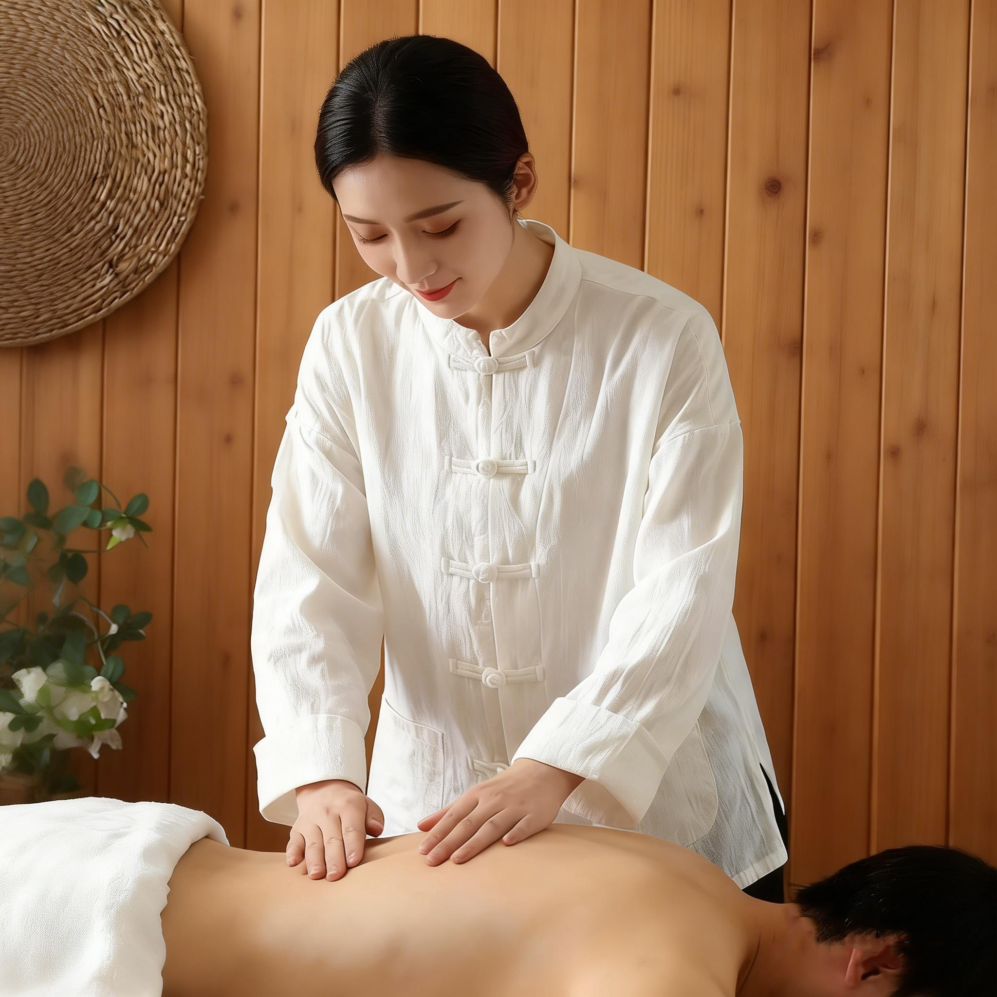 定制中式中医馆工作服女养生馆推拿艾灸理疗康复师服装棉麻唐装