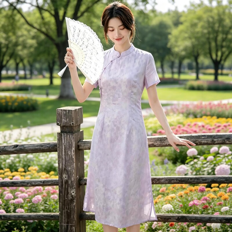 夏季改良旗袍2026新款短袖中式禅意风茶服小个子日常新中式连衣裙