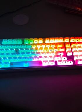 键帽108键水晶透光键帽PBT双色注塑MDA黑红键帽黑粉键帽渐变侧刻