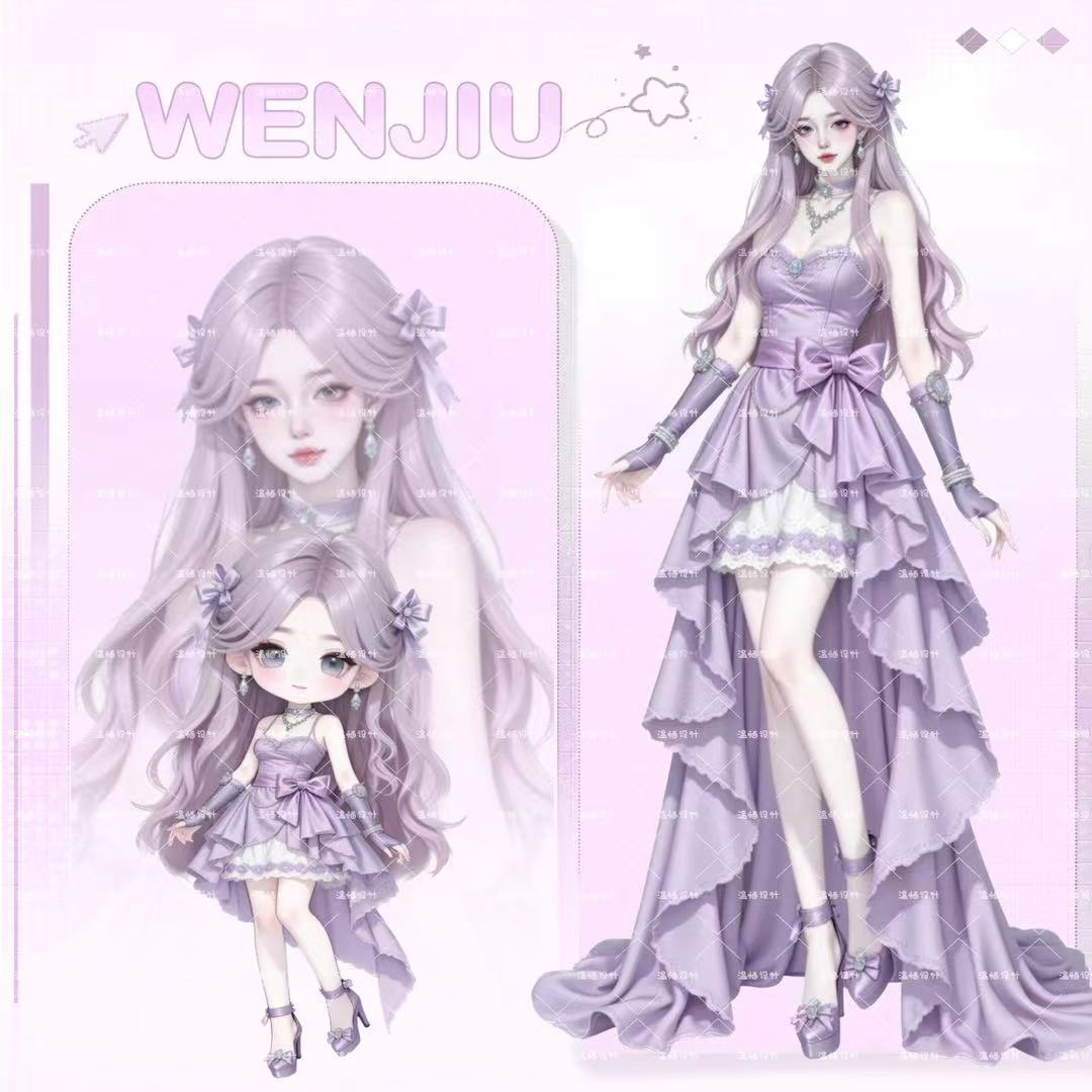 AI立绘定制Q版全身语音厅头像主播二次元古风甜酷插画唯美动漫女