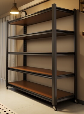 钢骨家用货架多层置物架落地阳台客厅收纳展示杂物间储物柜子SD05