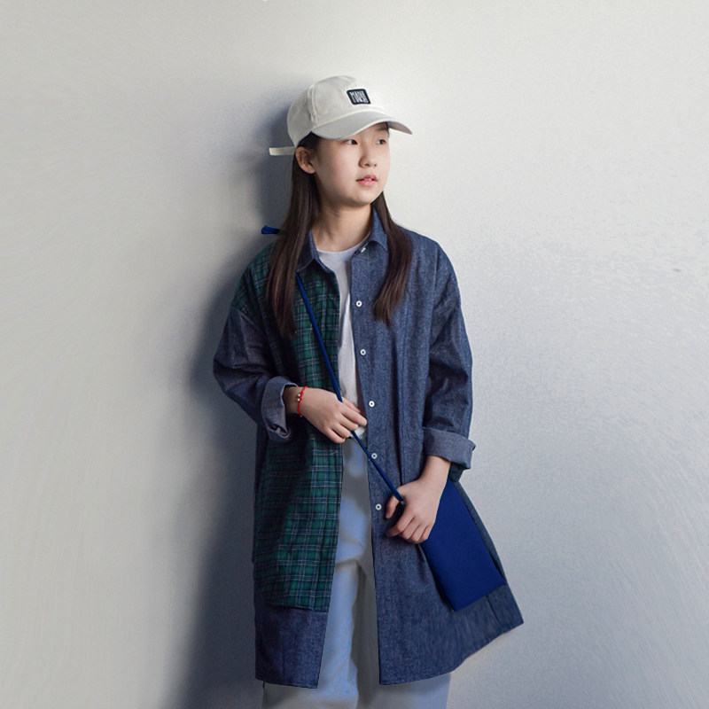 工笔花鸟2025春款女童衬衫秋季中大童日系小众设计感长款衬衫外套
