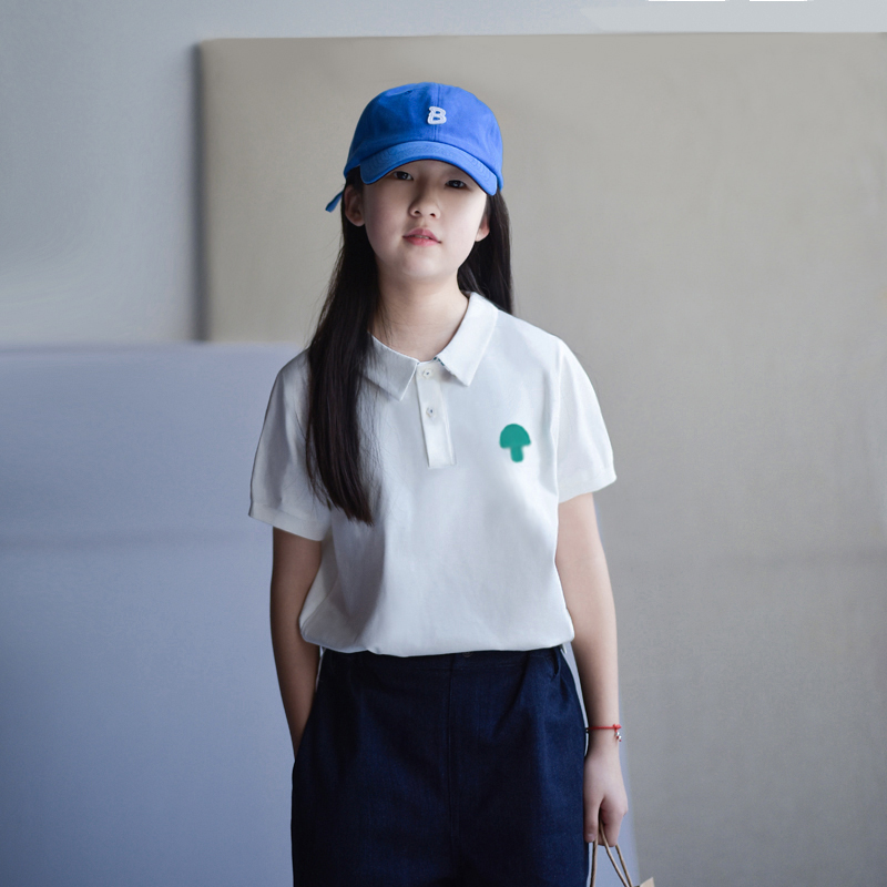 女童短袖T恤纯棉2025新款夏装男女童 Polo衫儿童翻领撞色百搭上衣