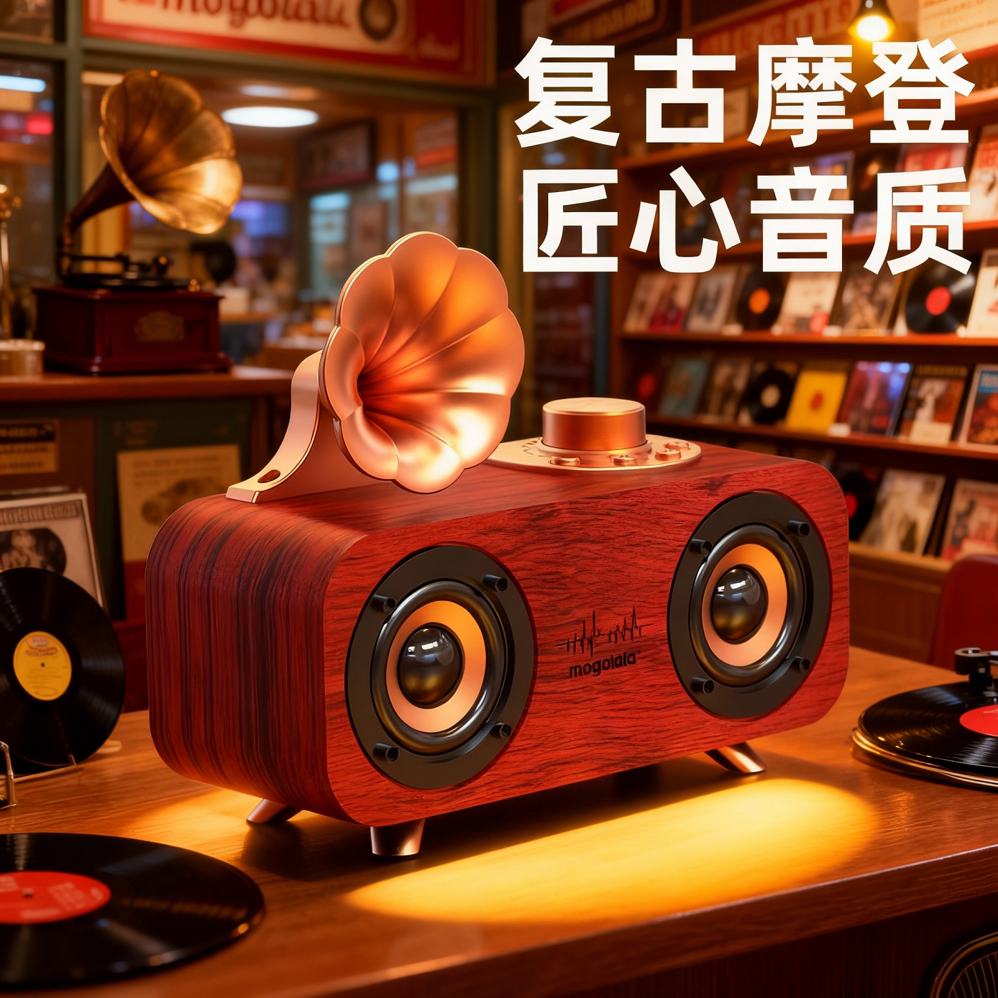 MOGOLALA K8 复古蓝牙音响无线低音炮高音质大音量家用高颜值音箱