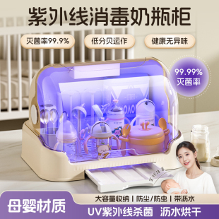 奶瓶收纳盒防尘消毒柜紫外线晾干沥水架子婴儿宝宝专用餐具辅食箱
