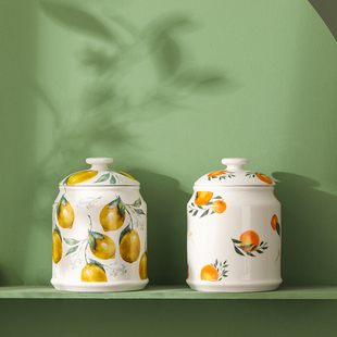 北欧风创意陶瓷密封罐家用杂粮储物罐厨房五谷杂粮蜂蜜酱料罐子