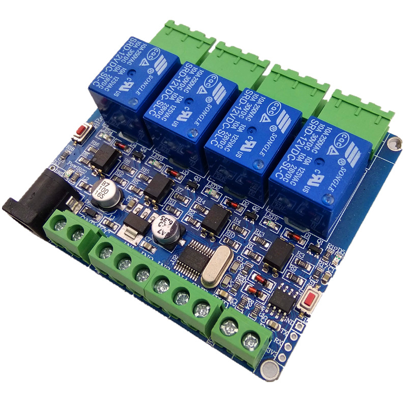 升级款Modbus RTU 4路继电器输出 4路开关量输入 485通讯 TTL通讯