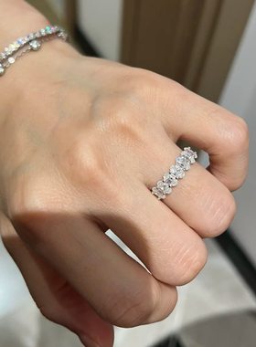 莫桑钻七星鸽子蛋戒指s925纯银