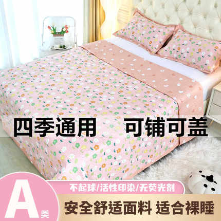 床盖夹棉冬季加厚床单件三件套学生宿舍床垫四季通用简约床上用品