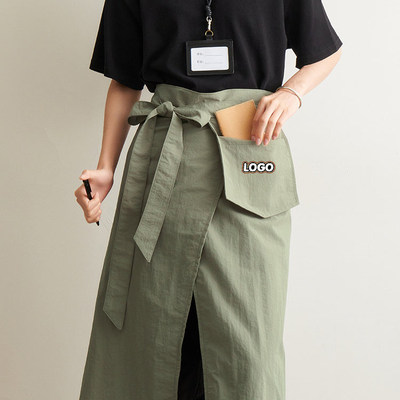 日式半身长款围裙咖啡奶茶店