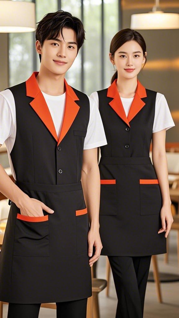 时尚拼接翻西装领领餐饮工作围裙定制LOGO可调节,家庭/个人清洁工具,围裙,淘宝优惠券,粉丝福利购,淘宝优惠卷