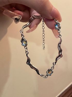 新款扭曲月光石手链个性小众