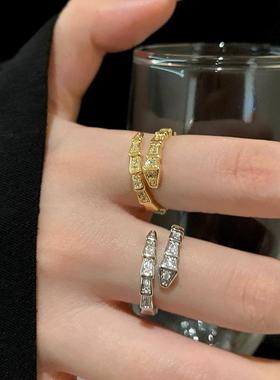 设计灵蛇形食指戒闪钻手饰品百搭