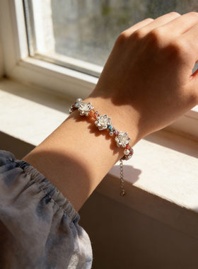 新中式莲花手链女2026新款轻奢精致国风彩绳编织手饰