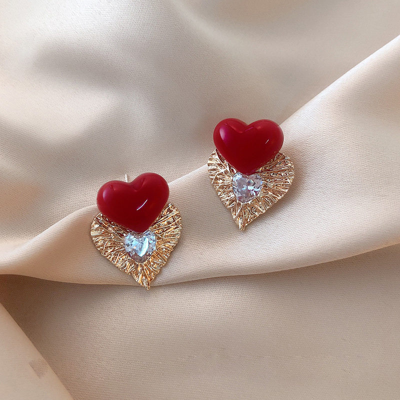 红色爱心耳钉女简约精致小巧甜美珍珠耳饰气质组合耳环2024新款潮,饰品/流行首饰/时尚饰品新,耳钉,淘宝优惠券,粉丝福利购,淘宝优惠卷