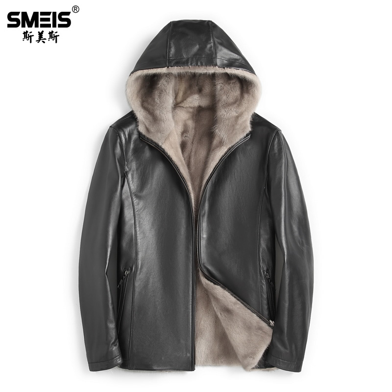 貂皮大衣男整貂2025秋冬新款带帽牛皮皮衣连帽水貂内胆冬季皮衣