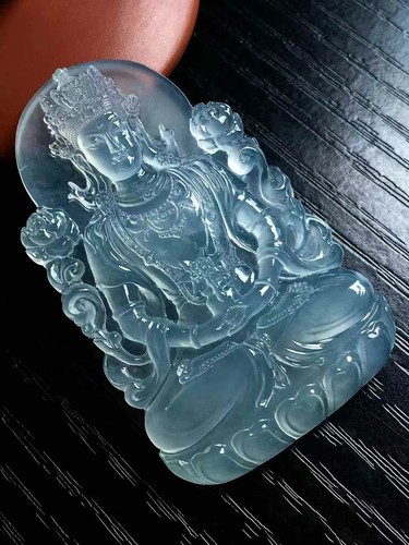 7000年翡翠玉吊坠度母天然玉石A货冰种水润新款来料加工订制