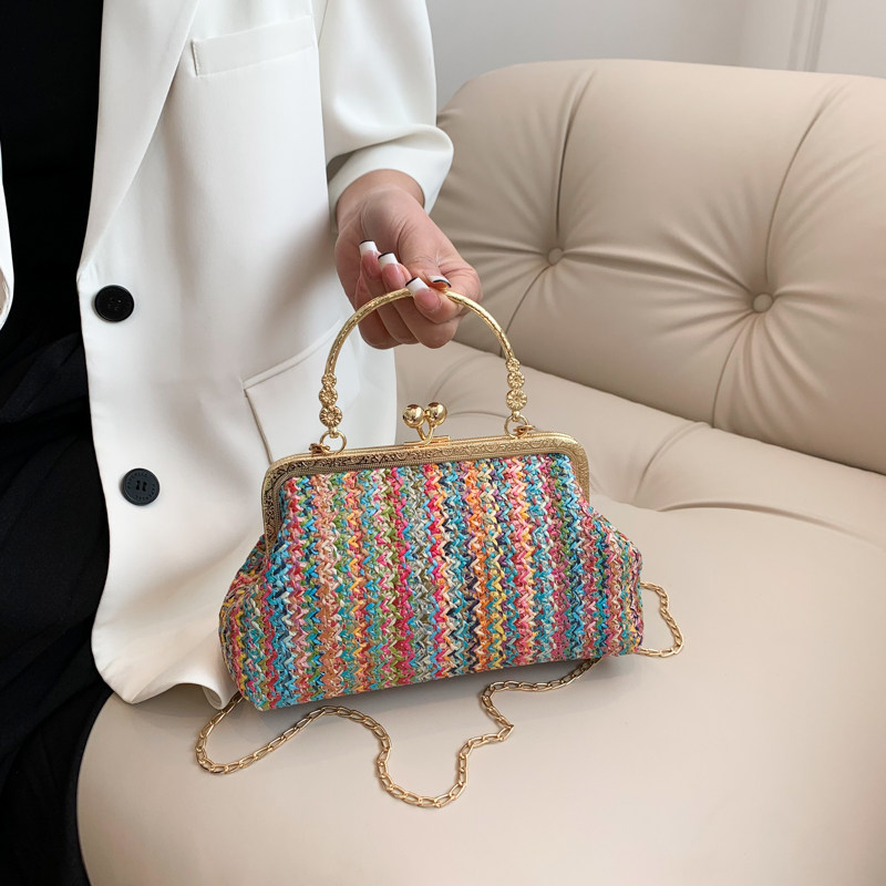 草编包女包2025新款时尚小众设计链条斜挎包单肩宴会包藤编沙滩包,箱包皮具/热销女包/男包,通用款女包,淘宝优惠券,粉丝福利购,淘宝优惠卷