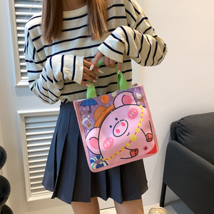可爱帆布便携卡通饭盒袋儿童手提袋学生便当包午餐带饭包方形袋子