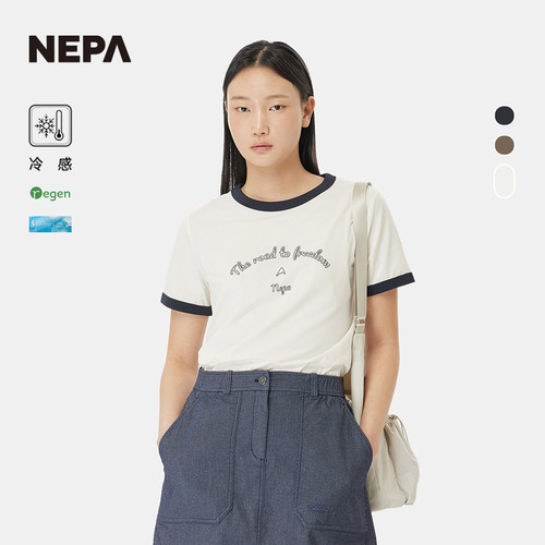 NEPA耐葩女士撞色圆领短袖T恤