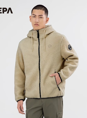 NEPA耐葩秋冬FLEECE面料抓绒衣男士连帽型厚款夹克外套7H76146