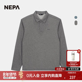 NEPA耐葩24年春夏男士 长袖 POLOT恤舒适日常翻领T恤7K15240