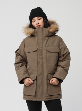 2025年冬情侣羽绒服女工装派克户外白鸭绒防风保暖极寒冲锋衣外套