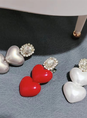 新年本命年2023年头饰红色发夹女侧边刘海夹爱心鸭嘴夹边夹高级感