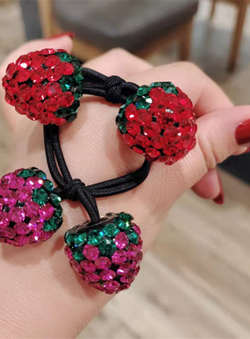 日韩轻奢气质高级感发绳新年本命年红色草莓头绳2023年新款橡皮筋