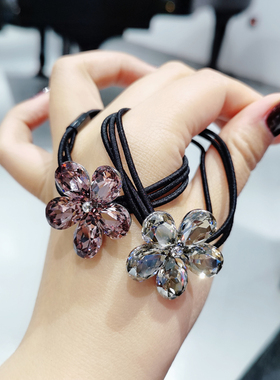 水钻新年本命年红色花朵扎头发皮筋发圈韩版 网红 甜美发绳头绳