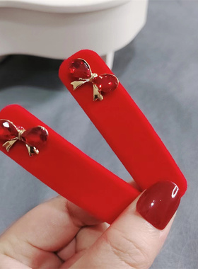 简约新年本命年2023年头饰红色发夹女侧边刘海夹边夹高级感BB夹