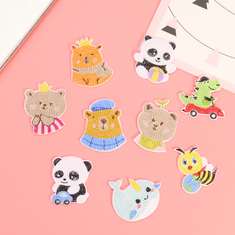 童趣小补丁卡通小动物刺绣布贴儿童衣服装饰烧边背胶破洞补丁贴花